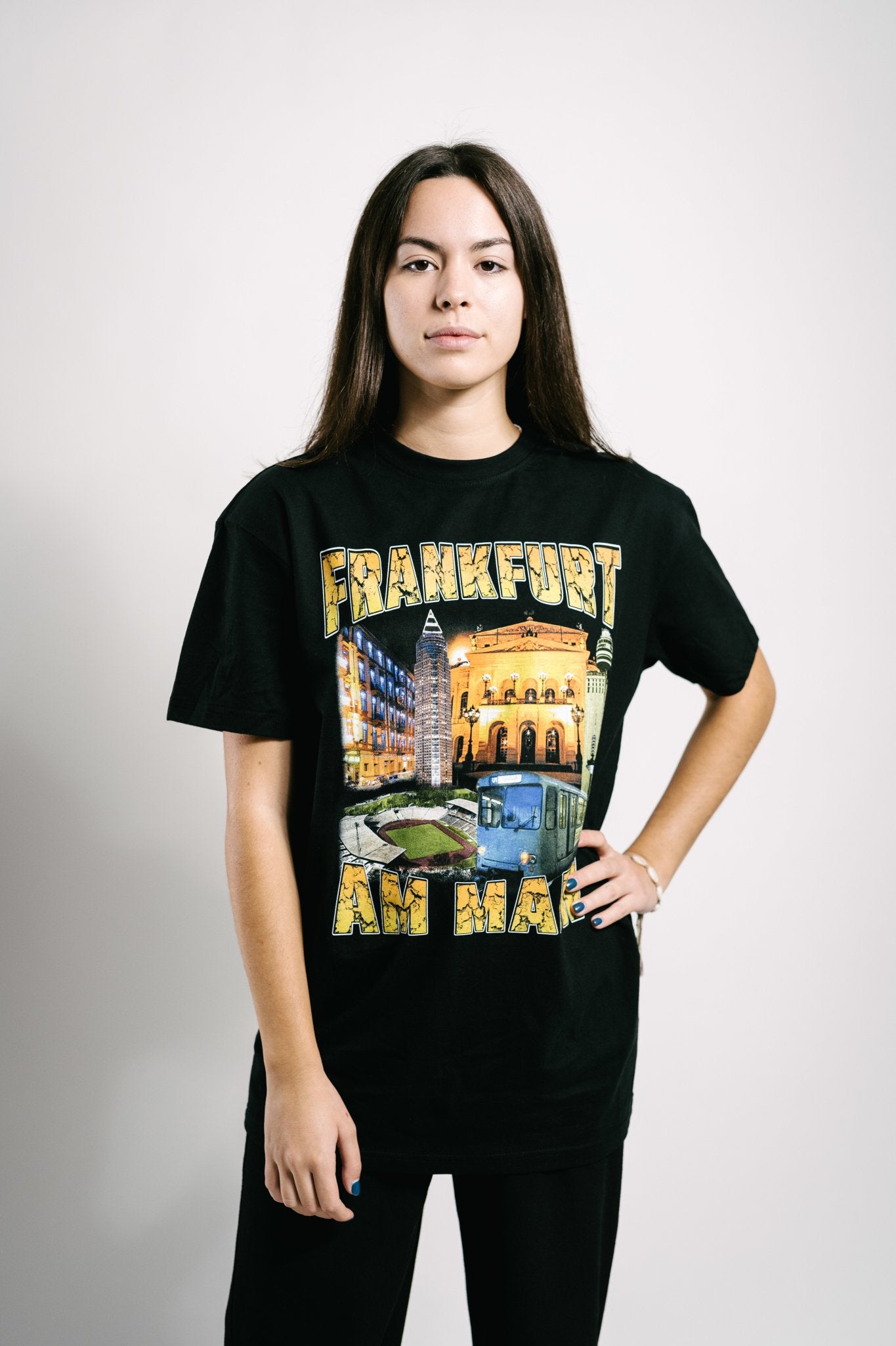 Schwarzes T-Shirt mit Vintage Print